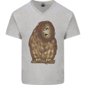 A Funny Owl Mens V-Neck Cotton T-Shirt Sports Grey