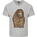 A Funny Owl Mens V-Neck Cotton T-Shirt Sports Grey