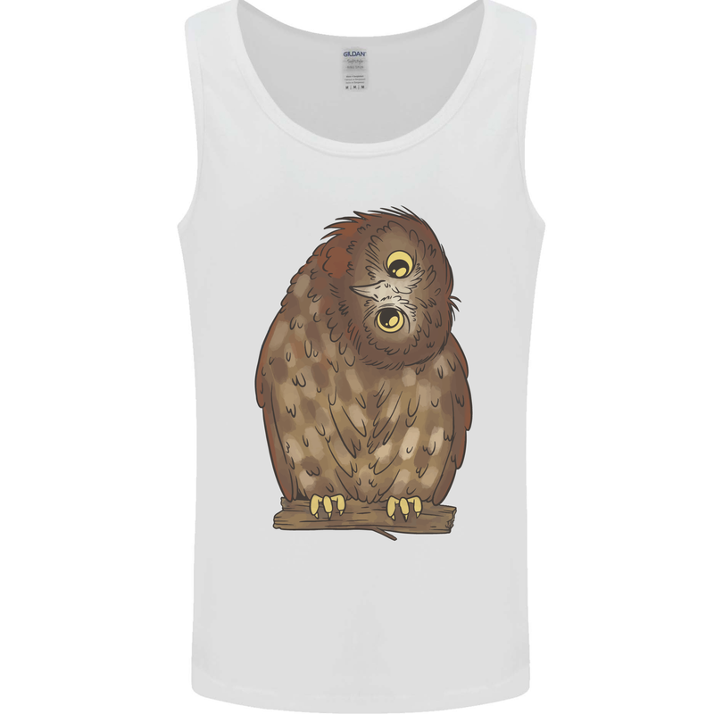 A Funny Owl Mens Vest Tank Top White