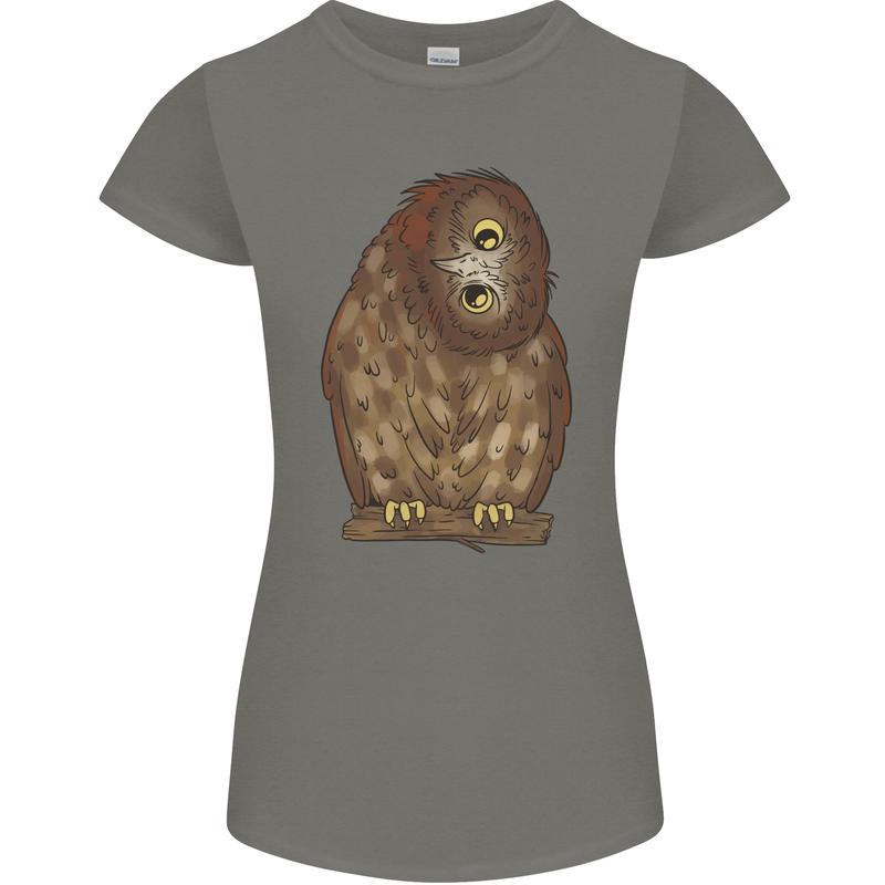 A Funny Owl Womens Petite Cut T-Shirt Charcoal