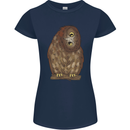 A Funny Owl Womens Petite Cut T-Shirt Navy Blue