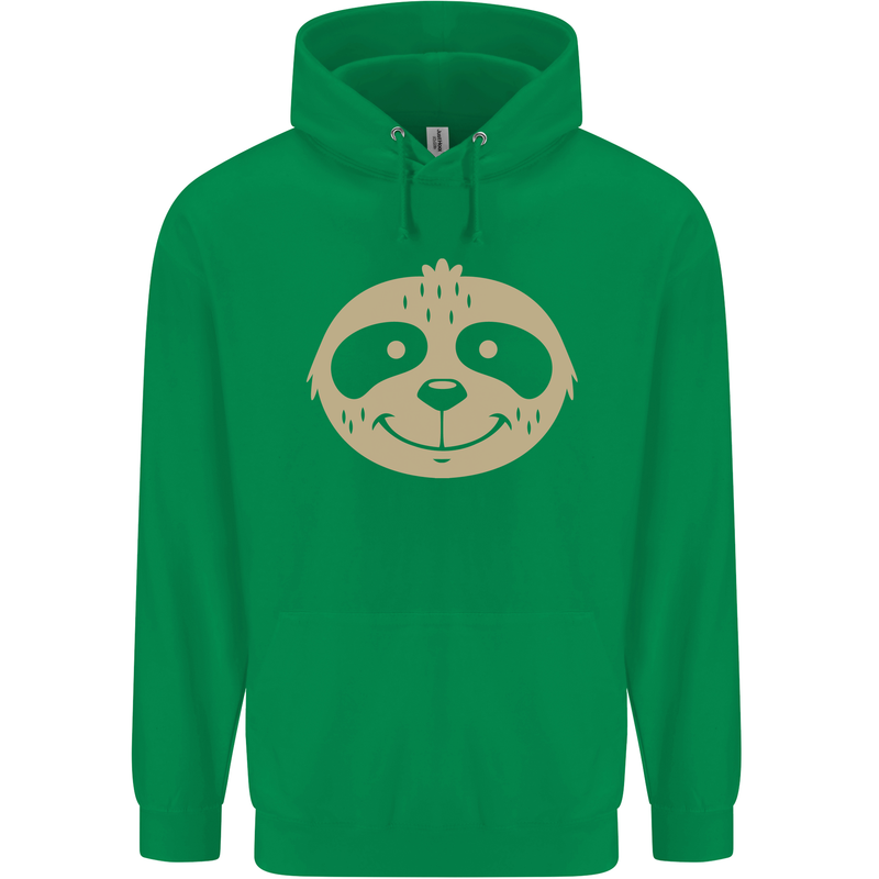 A Funny Sloth Face Childrens Kids Hoodie Irish Green