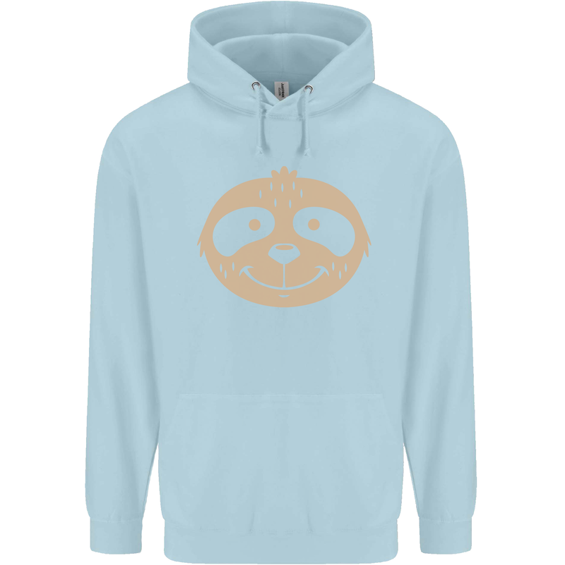A Funny Sloth Face Childrens Kids Hoodie Light Blue