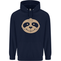 A Funny Sloth Face Childrens Kids Hoodie Navy Blue