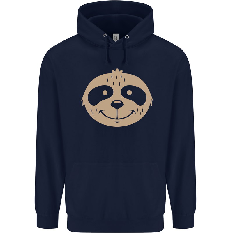 A Funny Sloth Face Childrens Kids Hoodie Navy Blue
