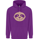 A Funny Sloth Face Childrens Kids Hoodie Purple