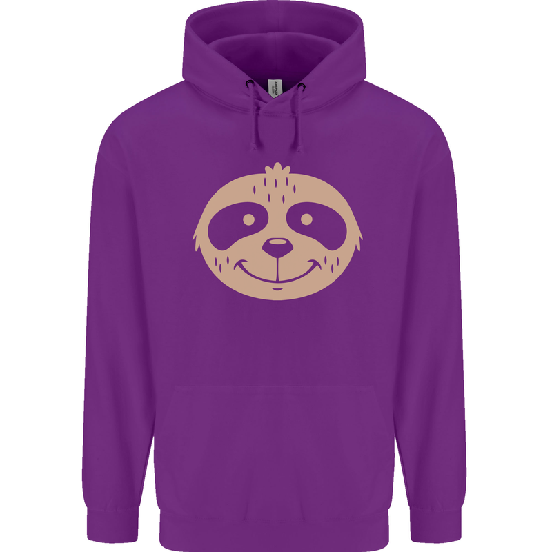 A Funny Sloth Face Childrens Kids Hoodie Purple