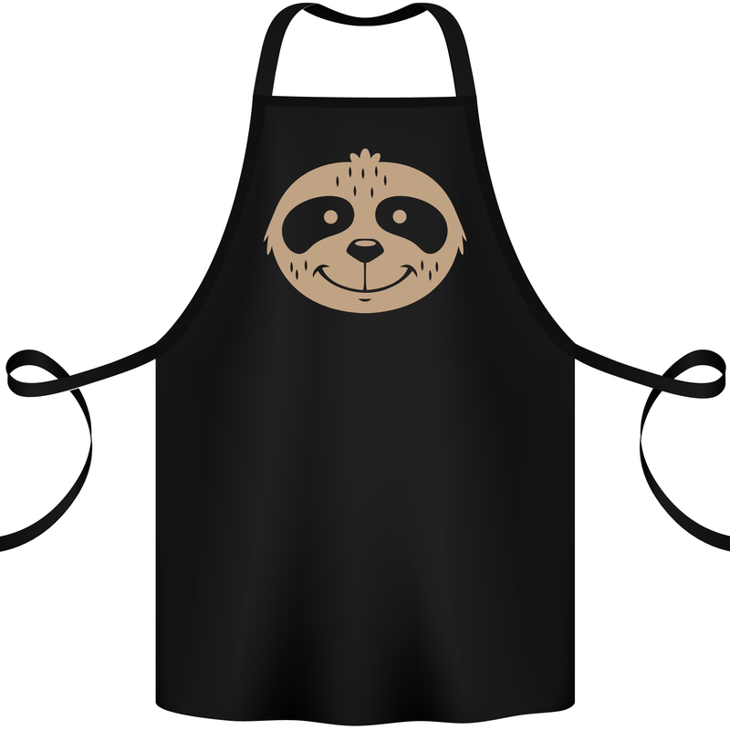 A Funny Sloth Face Cotton Apron 100% Organic Black