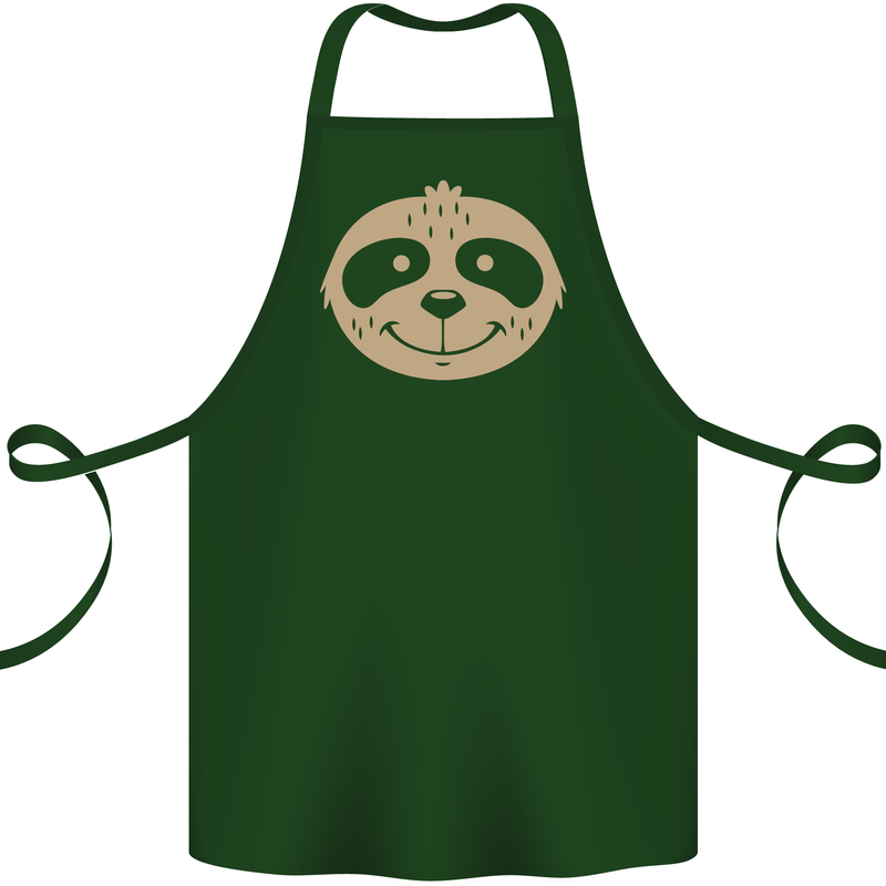 A Funny Sloth Face Cotton Apron 100% Organic Forest Green