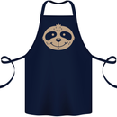 A Funny Sloth Face Cotton Apron 100% Organic Navy Blue