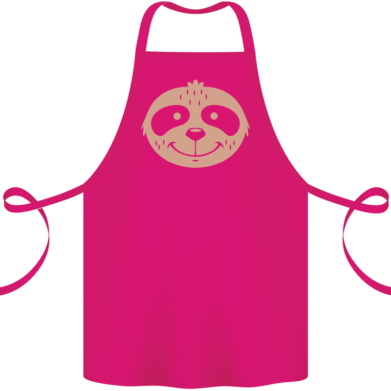 A Funny Sloth Face Cotton Apron 100% Organic Pink