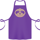 A Funny Sloth Face Cotton Apron 100% Organic Purple