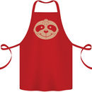 A Funny Sloth Face Cotton Apron 100% Organic Red