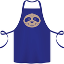 A Funny Sloth Face Cotton Apron 100% Organic Royal Blue