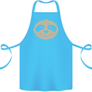 A Funny Sloth Face Cotton Apron 100% Organic Turquoise