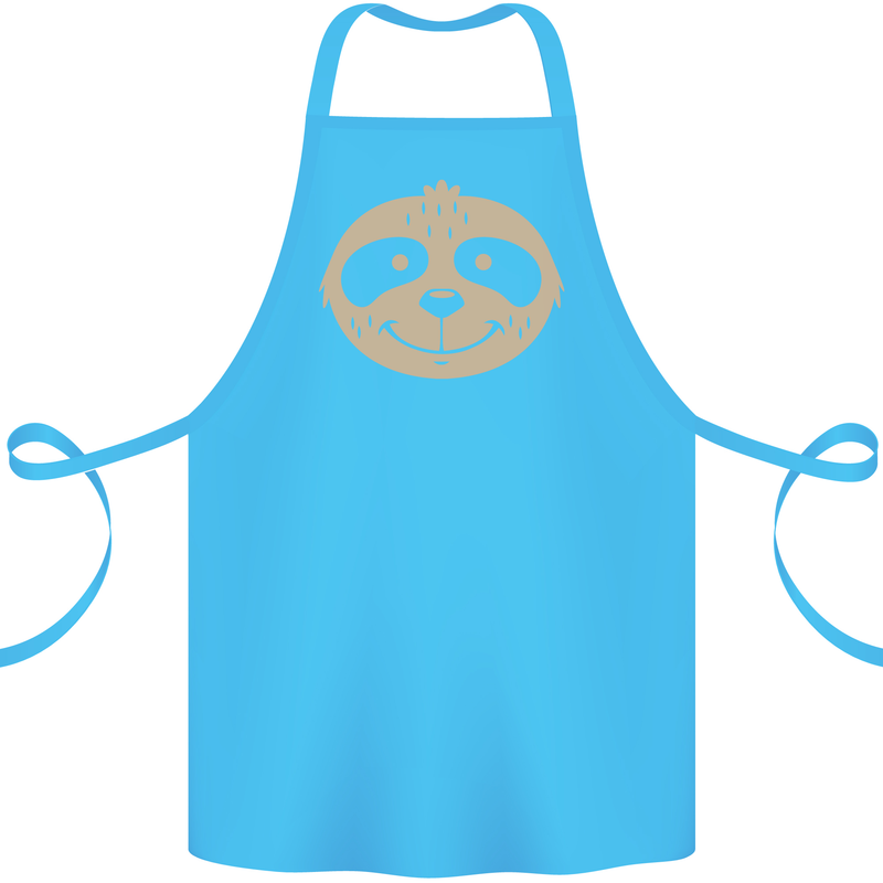A Funny Sloth Face Cotton Apron 100% Organic Turquoise