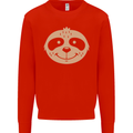 A Funny Sloth Face Kids Sweatshirt Jumper Bright Red
