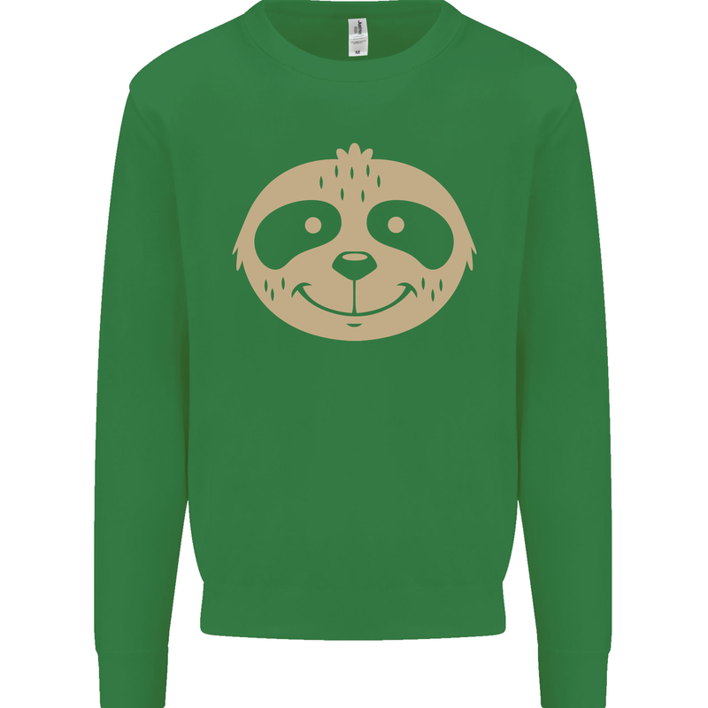 A Funny Sloth Face Kids Sweatshirt Jumper Irish Green