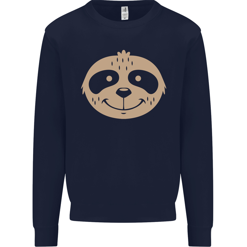 A Funny Sloth Face Kids Sweatshirt Jumper Navy Blue