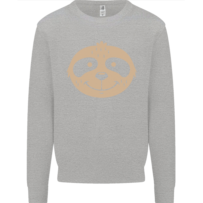 A Funny Sloth Face Kids Sweatshirt Jumper Sports Grey