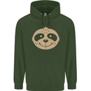 A Funny Sloth Face Mens 80% Cotton Hoodie Forest Green