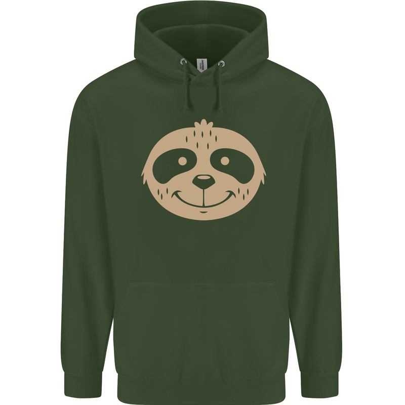 A Funny Sloth Face Mens 80% Cotton Hoodie Forest Green