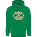 A Funny Sloth Face Mens 80% Cotton Hoodie Irish Green