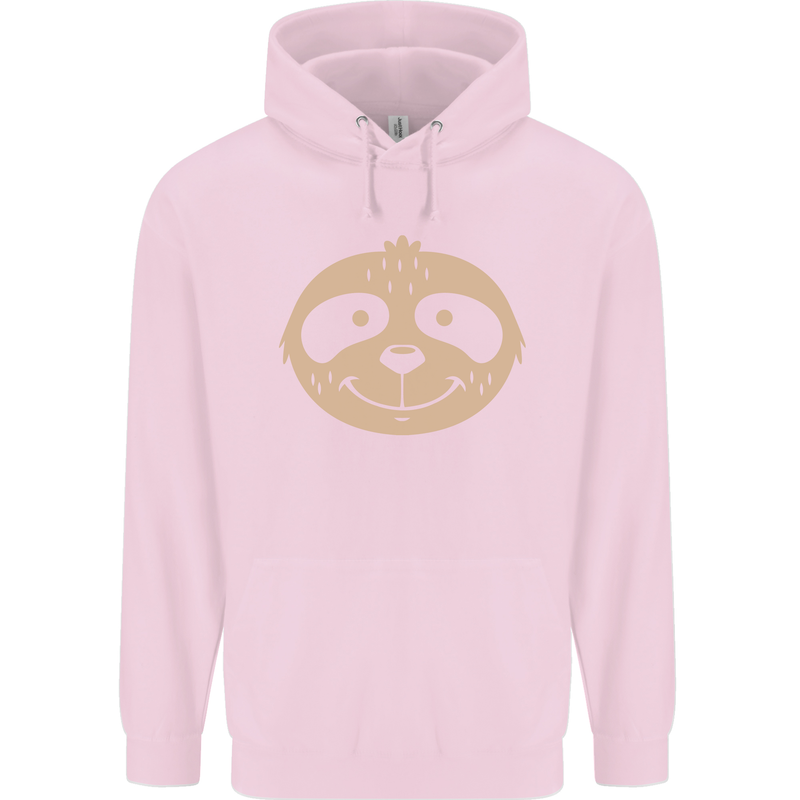 A Funny Sloth Face Mens 80% Cotton Hoodie Light Pink