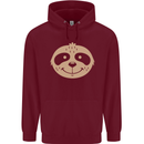 A Funny Sloth Face Mens 80% Cotton Hoodie Maroon