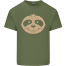 A Funny Sloth Face Mens Cotton T-Shirt Tee Top Military Green
