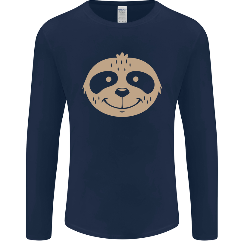 A Funny Sloth Face Mens Long Sleeve T-Shirt Navy Blue