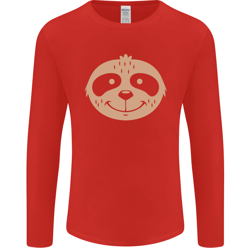 A Funny Sloth Face Mens Long Sleeve T-Shirt Red