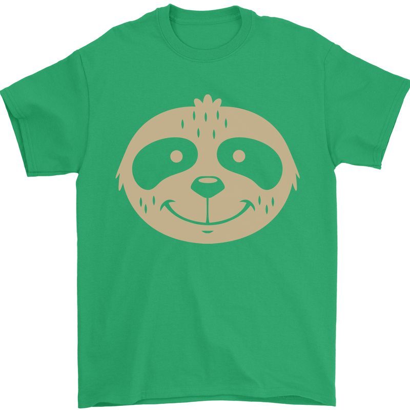 A Funny Sloth Face Mens T-Shirt 100% Cotton Irish Green
