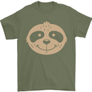 A Funny Sloth Face Mens T-Shirt 100% Cotton Military Green
