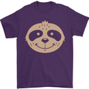 A Funny Sloth Face Mens T-Shirt 100% Cotton Purple