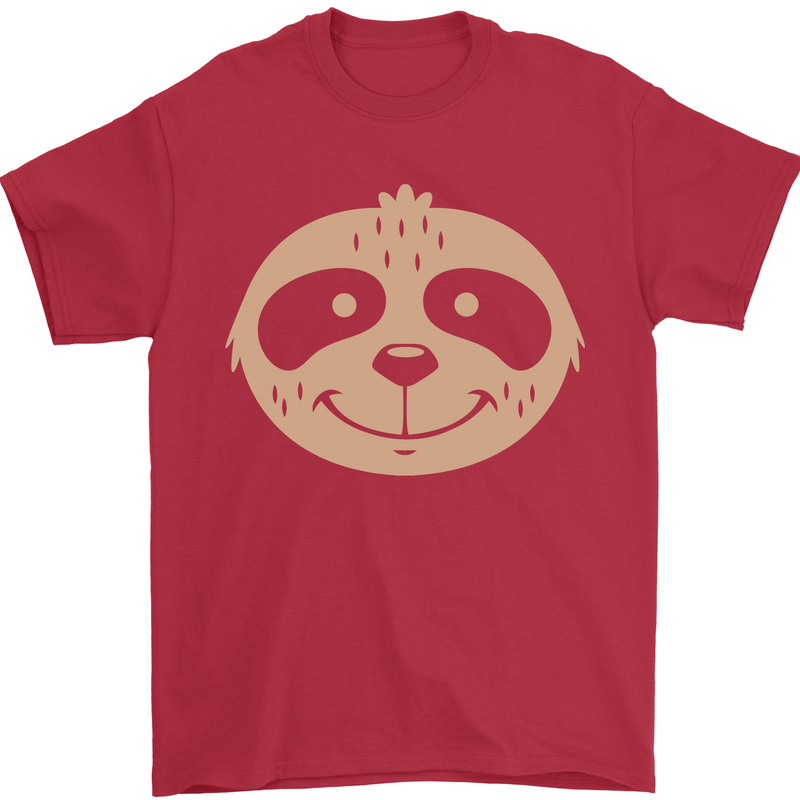 A Funny Sloth Face Mens T-Shirt 100% Cotton Red