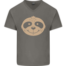 A Funny Sloth Face Mens V-Neck Cotton T-Shirt Charcoal