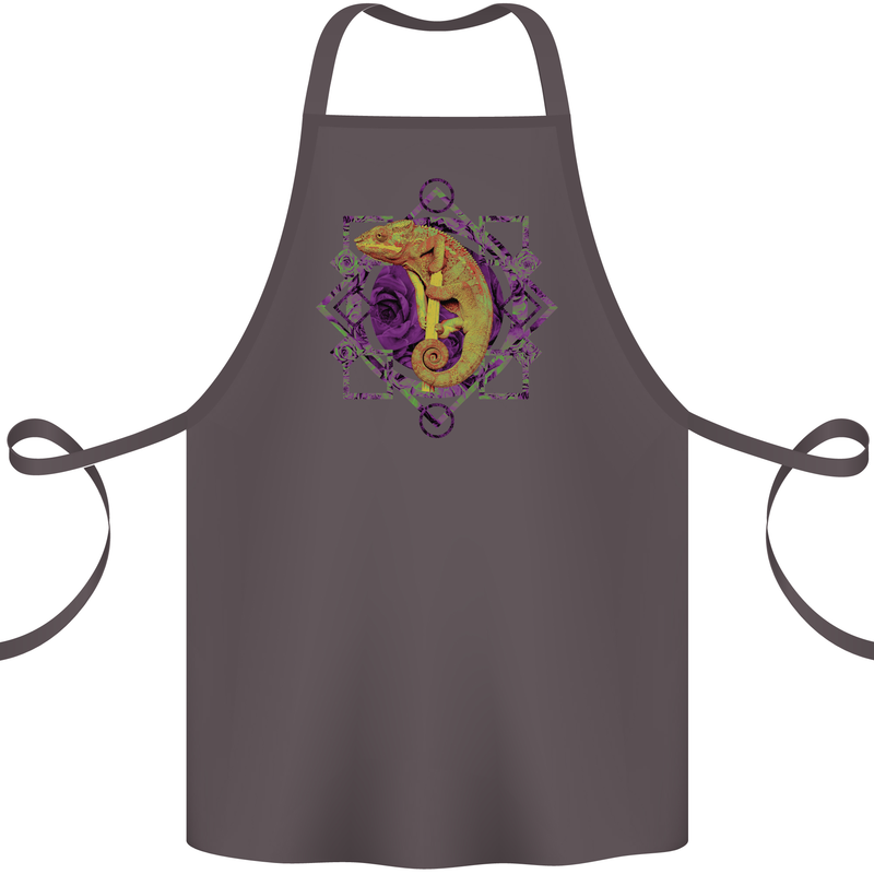 A Geometric Chameleon Cotton Apron 100% Organic Dark Grey