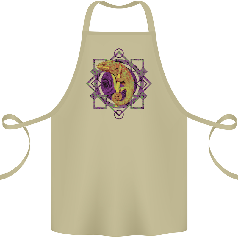 A Geometric Chameleon Cotton Apron 100% Organic Khaki