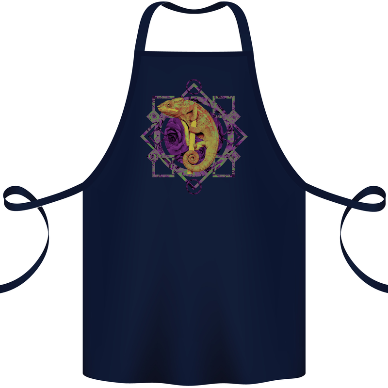 A Geometric Chameleon Cotton Apron 100% Organic Navy Blue