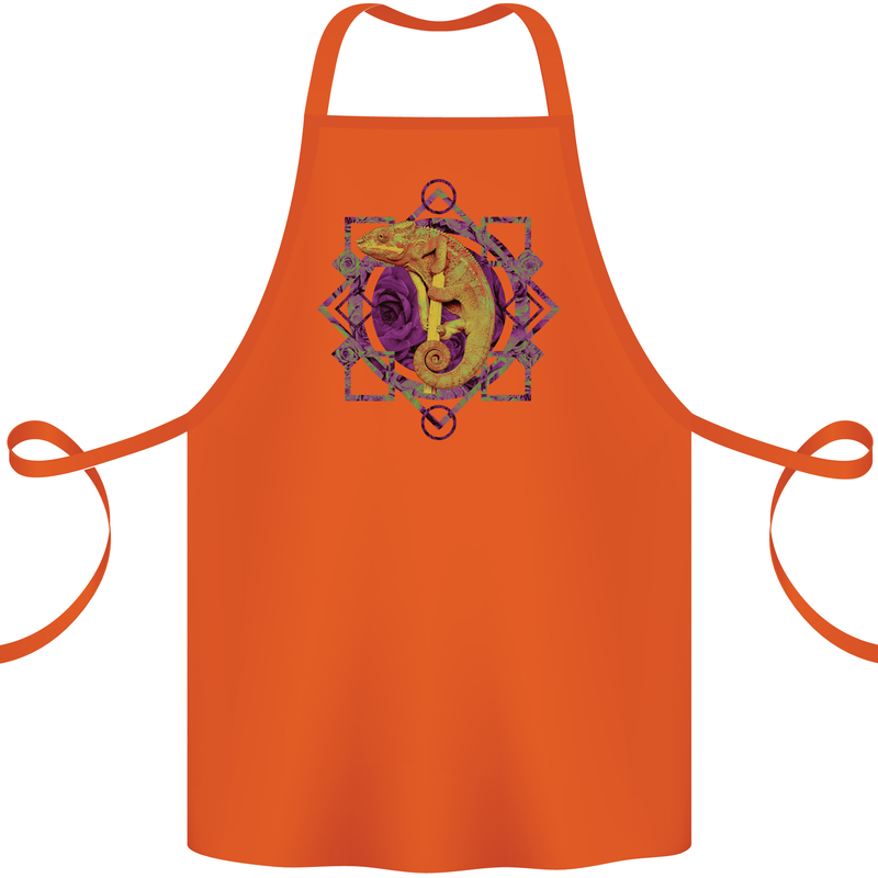 A Geometric Chameleon Cotton Apron 100% Organic Orange