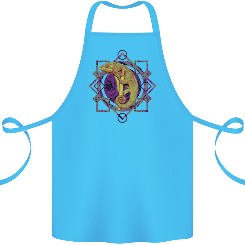 A Geometric Chameleon Cotton Apron 100% Organic Turquoise