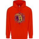 A Geometric Chameleon Mens 80% Cotton Hoodie Bright Red