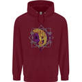 A Geometric Chameleon Mens 80% Cotton Hoodie Maroon