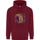 A Geometric Chameleon Mens 80% Cotton Hoodie Maroon