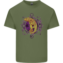 A Geometric Chameleon Mens Cotton T-Shirt Tee Top Military Green