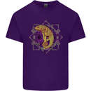A Geometric Chameleon Mens Cotton T-Shirt Tee Top Purple