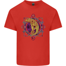 A Geometric Chameleon Mens Cotton T-Shirt Tee Top Red