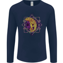 A Geometric Chameleon Mens Long Sleeve T-Shirt Navy Blue