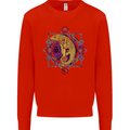 A Geometric Chameleon Mens Sweatshirt Jumper Bright Red